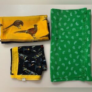 Art of the scarf, Prochownick. Green and Yellow Patterned Scarves Set